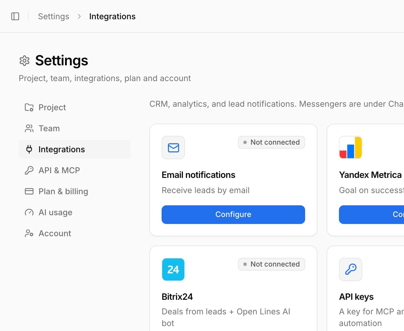 AirChat dashboard screenshot: Connect your account