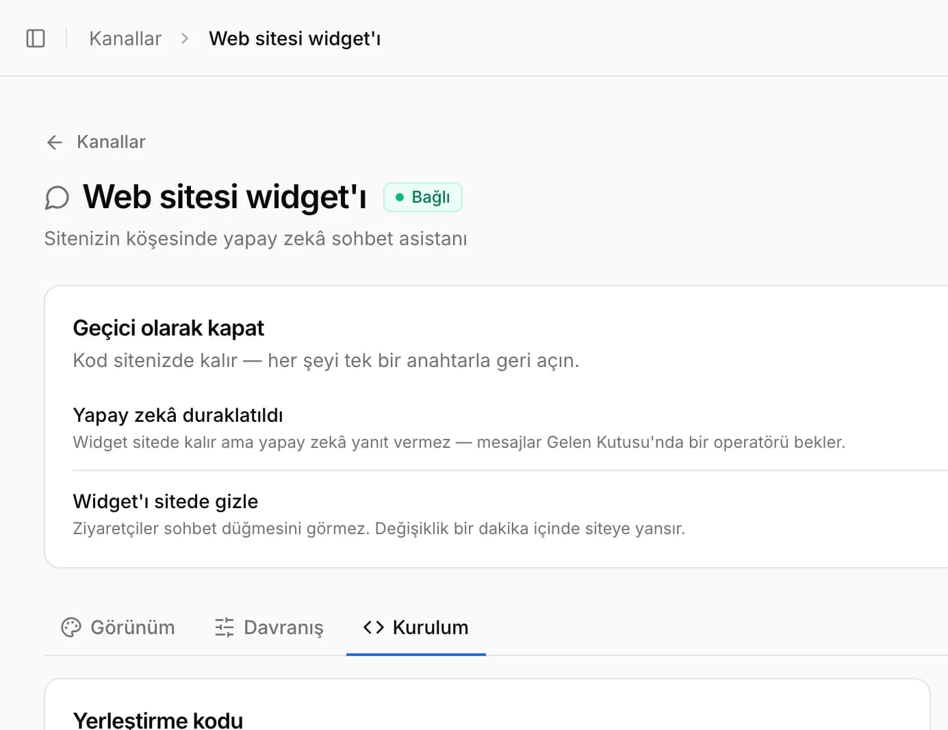 AirChat paneli ekran görüntüsü: Kodu kopyalayın