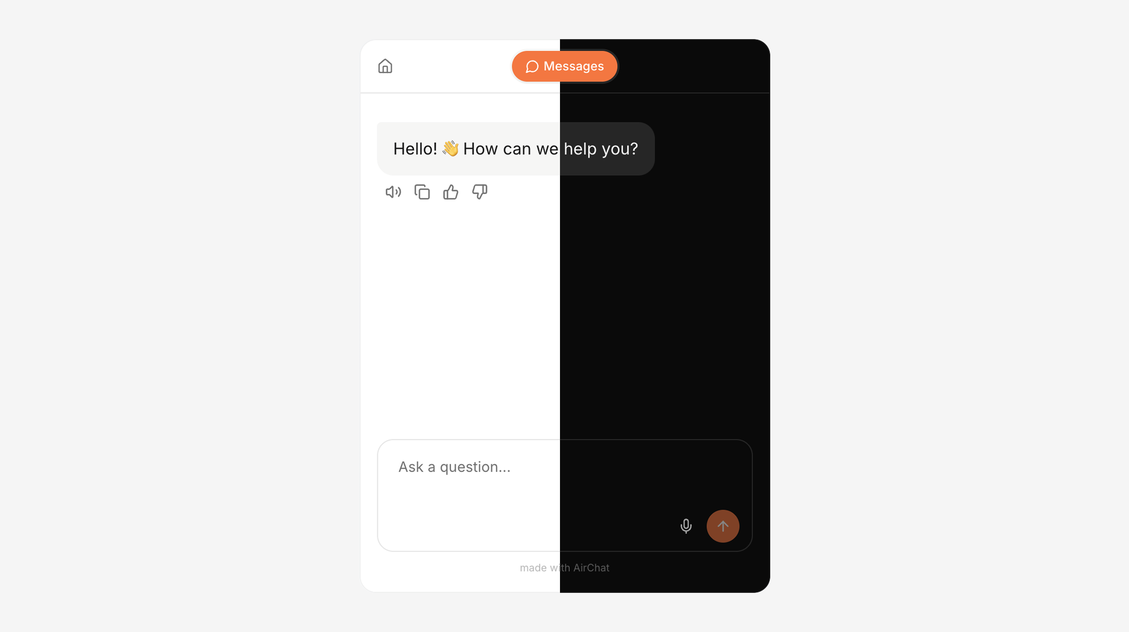 Виджет AirChat — светлая и тёмная тема